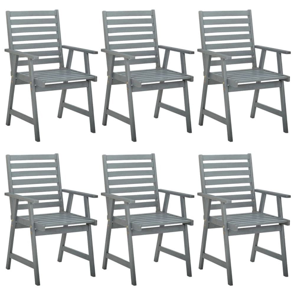 Petromila vidaXL Záhradné jedálenské stoličky 6 ks sivé akáciový masív